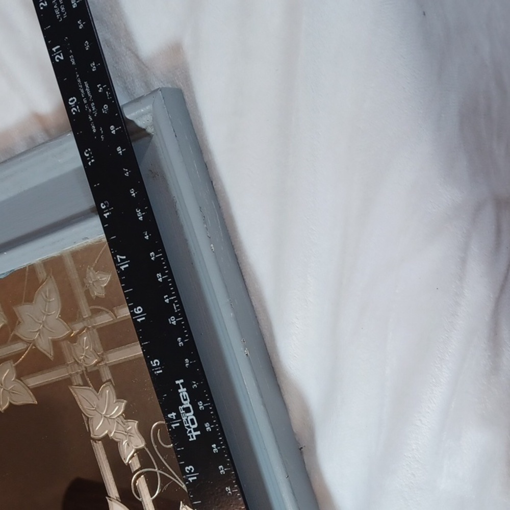 Rectangle Etched Cottagecore VTG Leaf Framed Artsy Mirror - Picture 8 of 10